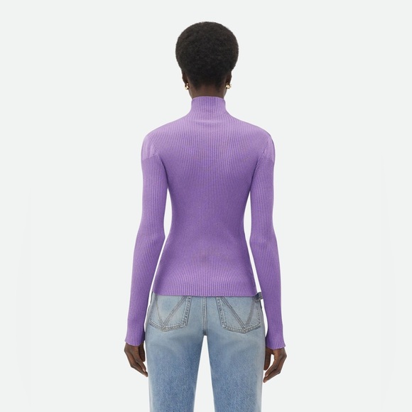 Bottega Venetta Purple Wool Ribbed Turtleneck Sweater - Picture 2 of 6